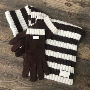 Coach cashmere/angora scarf & glove set